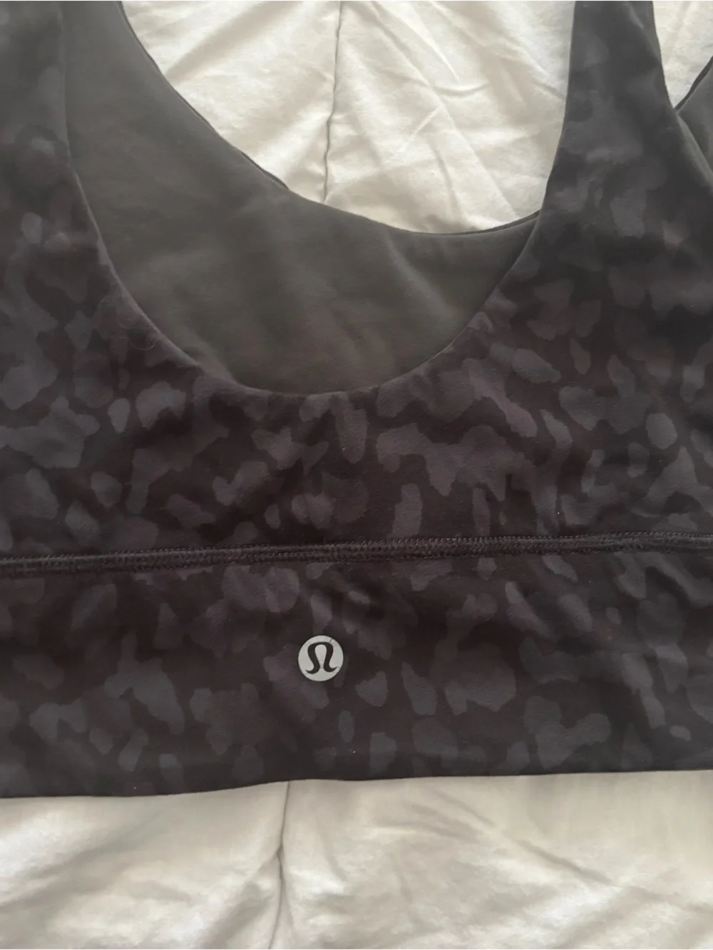 Lululemon athletica Black/ Grey Camo-Pattern reversible Sports Bra Size 12